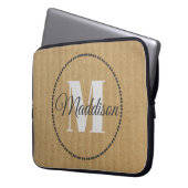 Jouw naam Kraft Paper van het moderne Patroonmonog Laptop Sleeve (Voorkant Links)