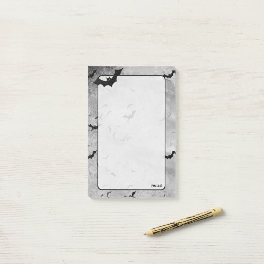 Jouw naam kudde Halloween Bats Grey Grunge BG Post-it® Notes (Op bureau)