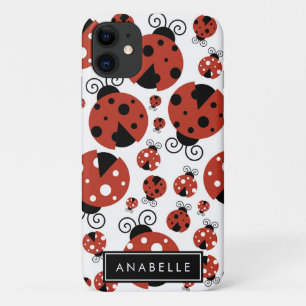 jouw naam - Ladybugs, Ladyvogels - Rood zwart Case-Mate iPhone Case