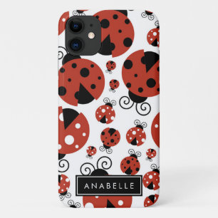 jouw naam - Ladybugs, Ladyvogels - Rood zwart Case-Mate iPhone Case