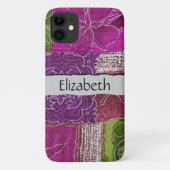 Jouw naam - Lapwerk, Bloemen, Wervelingen - Roze Case-Mate iPhone Case (Achterkant)