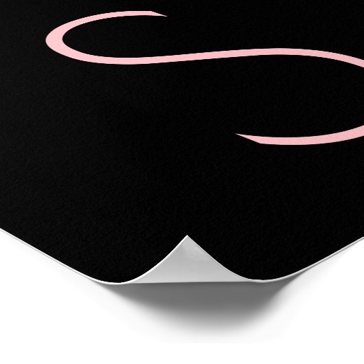 Jouw naam lash salon floral glitter roze zwart poster (Hoek)