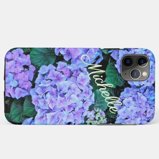 Jouw naam/LAVENDELBLAUWE HORTENSIA'S TOEVOEGEN Case-Mate iPhone Case (Achterkant (horizontaal))