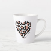 Jouw naam Leopard Cheetah Pattern Heart Latte Mok (Rechts)
