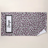 Jouw naam Leopard Predator Animal Pink Kleur Strandlaken (Voorkant)
