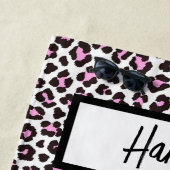 Jouw naam Leopard Predator Animal Pink Kleur Strandlaken (In situ)