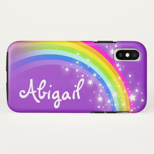Jouw naam letter regenboog paarse ifoon Case-Mate iPhone case (Achterkant (horizontaal))