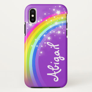 Jouw naam letter regenboog paarse ifoon iPhone x hoesje