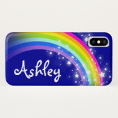 Jouw naam letter regenboogblauw roze Case-Mate iPhone case (Achterkant (horizontaal))