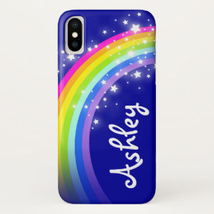 Jouw naam letter regenboogblauw roze iPhone x hoesje