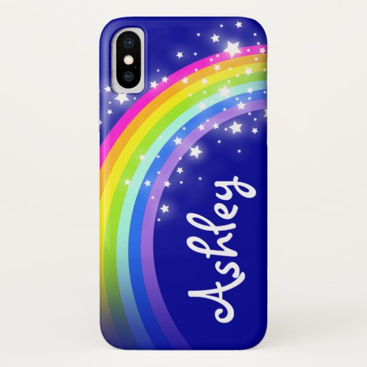 Jouw naam letter regenboogblauw roze Case-Mate iPhone case (Achterkant)