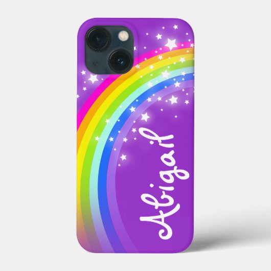 Jouw naam letter regenboogpaars Case-Mate iPhone case (Achterkant)