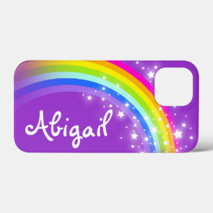 Jouw naam letter regenboogpaars iPhone 13 mini hoesje