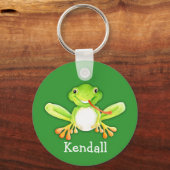 Jouw naam leuke kikkergroene sleutelhanger (Achterkant)