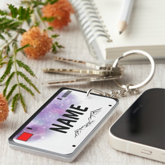 Jouw naam Licentie Bord Starry Skies Sleutelhanger (Voorkant Rechts)
