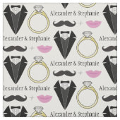 Jouw naam Lips Mustache Ring Tuxedo Weddenschap Stof (Swatch)