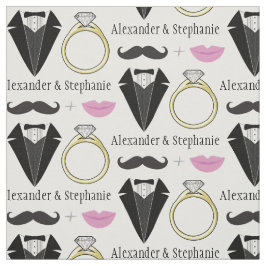 Jouw naam Lips Mustache Ring Tuxedo Weddenschap Stof