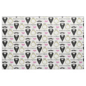 Jouw naam Lips Mustache Ring Tuxedo Weddenschap Stof (Fat Quarter)