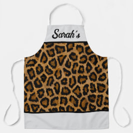 JOUW NAAM Luipaard Print Schort