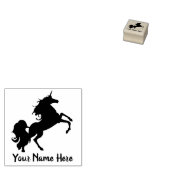 Jouw naam Majestic Unicorn Black Silhouette Rubberstempel (Gestempeld)