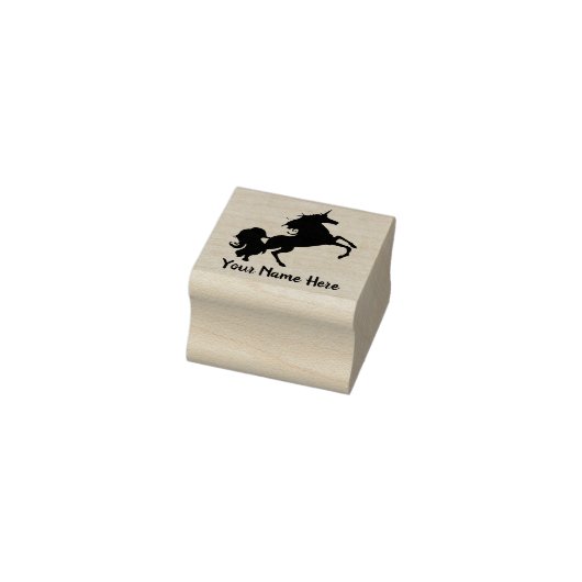 Jouw naam Majestic Unicorn Black Silhouette Rubberstempel (Stempel)