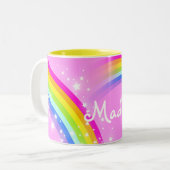 "Jouw naam" meisjes regenbooglichtroze mok (Voorkant links)