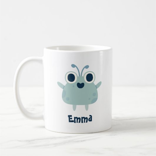  Jouw naam met Cute Monster Art Koffiemok (Links)