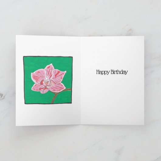 Jouw naam met één roze orchidee blijdschap kaart (Binnen)