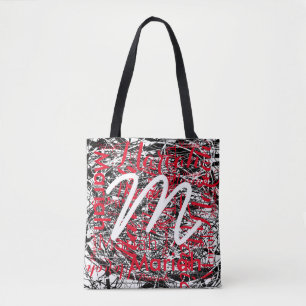 jouw naam met initiaal, coole grafische kunst tote bag
