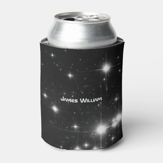Jouw naam met sterren in Deep Space Best Man Blikjeskoeler (Blikje Voorkant)