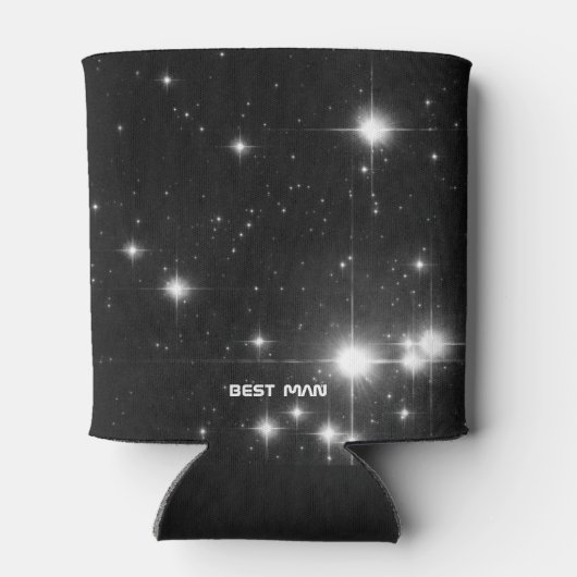 Jouw naam met sterren in Deep Space Best Man Blikjeskoeler (Achterkant)