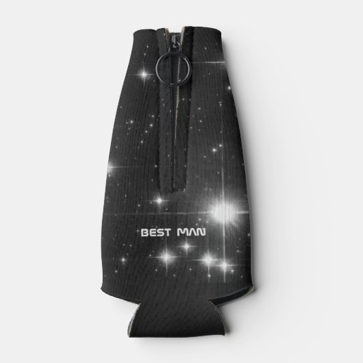 Jouw naam met sterren in Deep Space Best Man Flesjeskoeler (Achterkant)