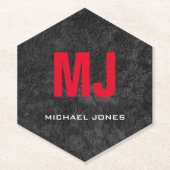 Jouw naam met unieke grijze monogram kartonnen onderzetters (Voorkant)