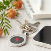 Jouw naam met unieke grijze monogram sleutelhanger (Zijkant)