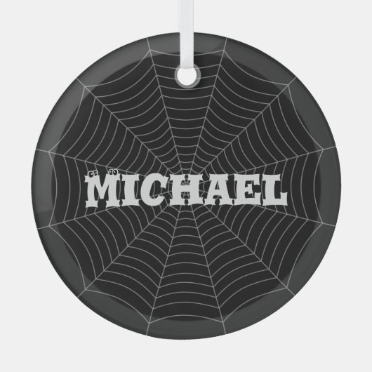 Jouw naam met zwarte grijze spin glas ornament (Voorkant)