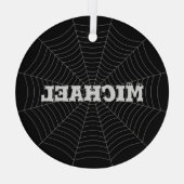 Jouw naam met zwarte grijze spin glas ornament (Achterkant)