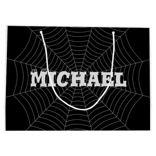 Jouw naam met zwarte grijze spin groot cadeauzakje (Achterkant)