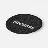 Jouw naam met zwarte grijze spin papieren bordje (Gekanteld)