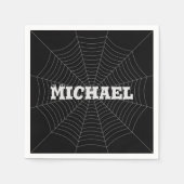 Jouw naam met zwarte grijze spin servet (Voorkant)
