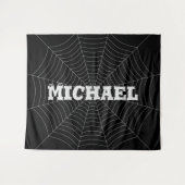 Jouw naam met zwarte grijze spin wandkleed (Voorkant (horizontaal))