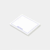 Jouw naam minimalistisch blauw/wit post-it® notes (Schuin)