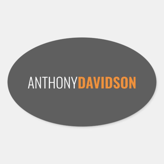 Jouw naam minimalistisch elegante professionele gr ovale sticker (Voorkant)