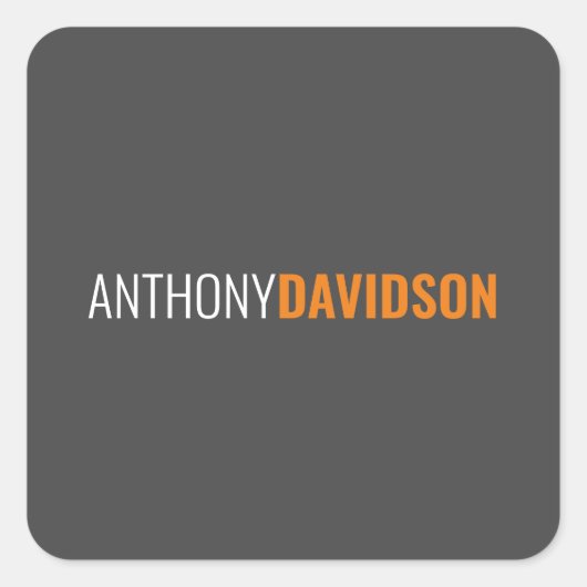 Jouw naam minimalistisch elegante professionele gr vierkante sticker (Voorkant)