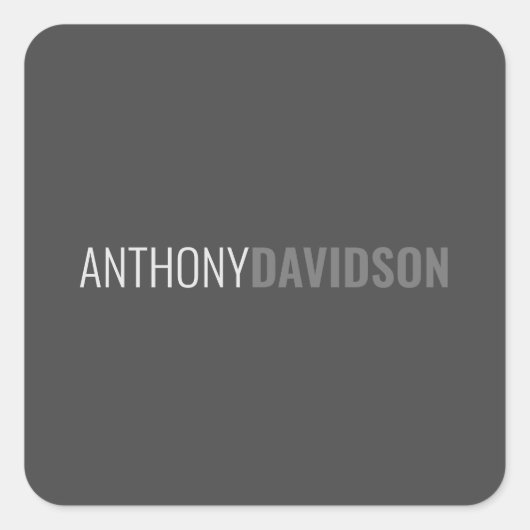 Jouw naam minimalistisch elegante professionele gr vierkante sticker (Voorkant)