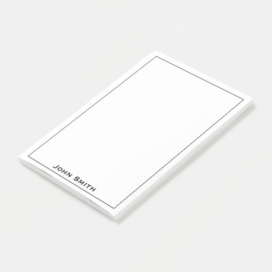 Jouw naam minimalistisch zwart/wit post-it® notes (Schuin)