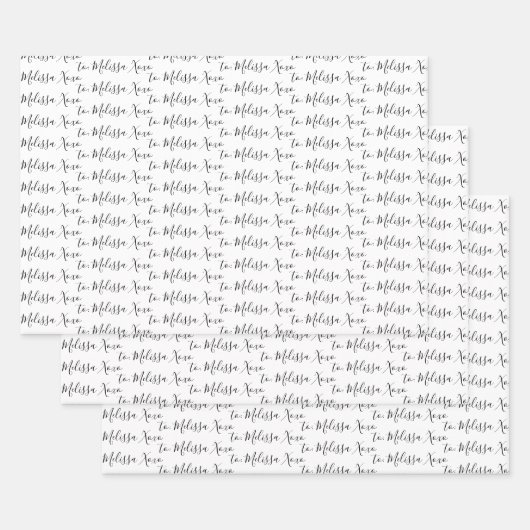 Jouw naam modern handschrift inpakpapier vel (Set)