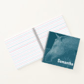 Jouw naam Modern Paard Wit op Blauw Groen Blauwgro Notitieboek (Binnen)