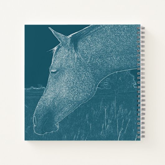 Jouw naam Modern Paard Wit op Blauw Groen Blauwgro Notitieboek (Achterkant)