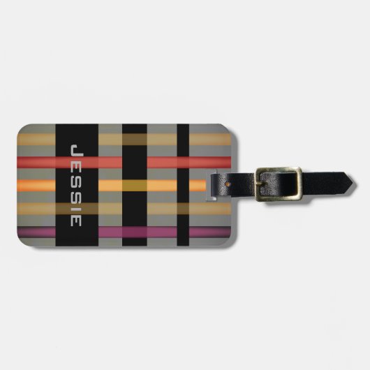 Jouw naam & Modern Weven Stripes Bagagelabel (Voorkant horizontaal)