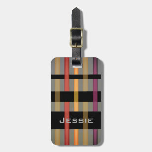 Jouw naam & Modern Weven Stripes Bagagelabel